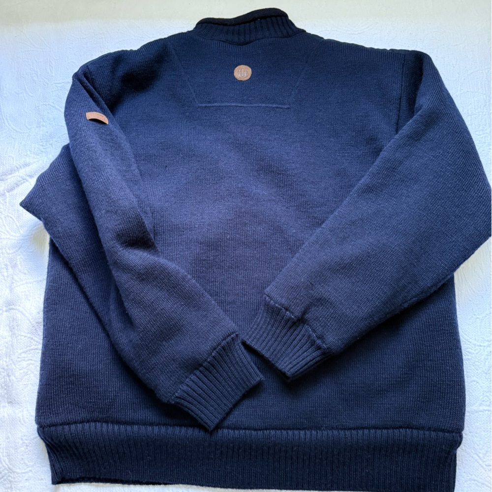 BERETTA Men’s Navy Wool JacketNWOT Sherpa LinenFull Zip Sweater Coat Large - Picture 13 of 17